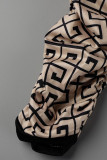 Black Fashion Casual Print Bandage Patchwork Asymmetrische O-hals Plus Size Two Pieces