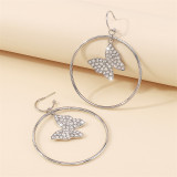 Gold Daily Party Patchwork Rhinestone Butterfly Earrings