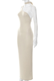 Белые сексуальные однотонные лоскутные платья с юбкой-карандашом на бретелях