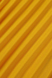 Vestidos de retalhos amarelos casuais elegantes com dobra O decote em linha