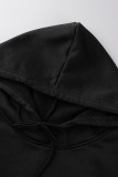 Robes à manches longues à col à capuche et à col en patchwork décontractées à la mode noire