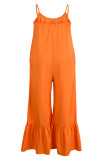 Orange sexigt tryck Solid Patchwork Spaghetti Strap Vanliga Jumpsuits
