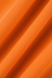 Оранжевые однотонные лоскутные бретельки с сексуальным принтом Обычные комбинезоны
