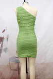 Зеленые сексуальные сплошные выдолбленные лоскутные косые воротники юбка-карандаш платья