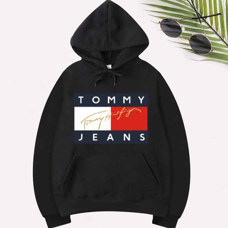 Black Casual Print Letter Hooded Collar Tops