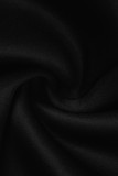 Robe longue décontractée en patchwork uni à la mode noire sur l'épaule