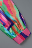 Multicolor Fashion Casual Print Patchwork Umlegekragen Hemdkleid Kleider