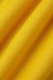 Abiti a maniche lunghe con colletto con cappuccio patchwork solido casual alla moda giallo