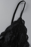 Черное сексуальное прозрачное платье больших размеров с открытой спиной и V-образным вырезом