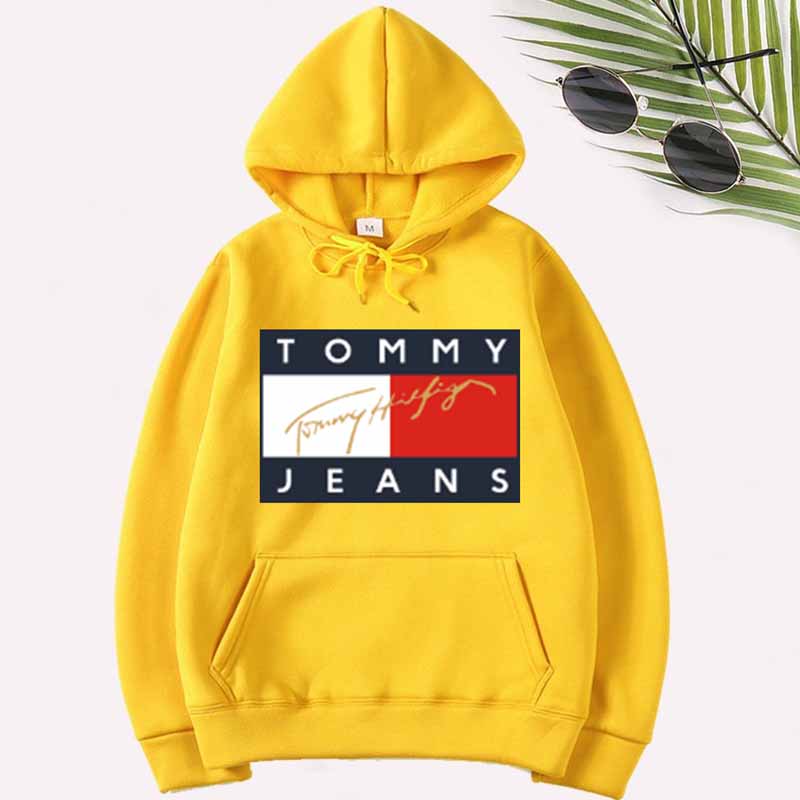 

Yellow Casual Print Letter Hooded Collar Tops