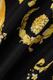 Золотой модный повседневный принт в стиле пэчворк без спинки с круглым вырезом без рукавов из двух частей