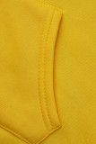 Gele Mode Casual Solid Patchwork Hooded Kraag Lange Mouw Jurken