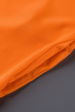 オレンジ セクシー プリント ソリッド パッチワーク スパゲッティ ストラップ レギュラー ジャンプスーツ