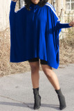 Синие повседневные полосатые лоскутные платья с длинным рукавом и воротником-молнией