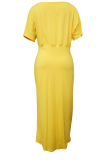 Robes de jupe taille une épaule patchwork solide jaune rue
