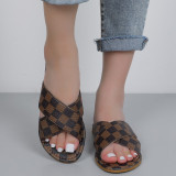 Scarpe comode rotonde patchwork casual alla moda kaki