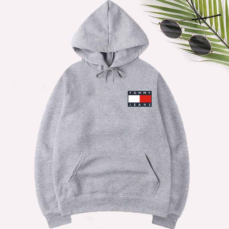 

Grey Casual Print Letter Hooded Collar Tops