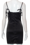 Noir Sexy Patchwork Plumes Spaghetti Strap Crayon Jupe Robes