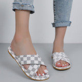 Zapatos cómodos redondos de patchwork casual de moda blanca