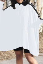 Vestidos de manga larga con cuello de cremallera y patchwork a rayas blanco casual
