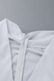 Vestidos de saia lápis de patchwork sólido branco sexy com decote em V