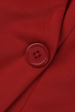 赤のセクシーなソリッドパッチワーク非対称イブニングドレスプラスサイズのドレス