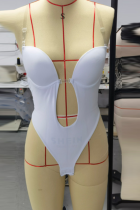 Witte sexy stevige uitgeholde patchwork lingerie