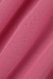 Abiti rosa casual patchwork con fibbia con risvolto colletto A Line
