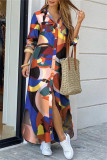 Камуфляжное повседневное платье-рубашка в стиле пэчворк с отложным воротником