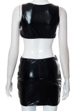 Schwarze, sexy Street Solid Patchwork High Waist Pencil Solid Color Bottoms
