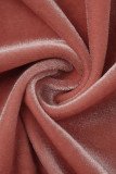 Due pezzi a maniche lunghe asimmetriche con scollo a U asimmetrico con patchwork solido arancione rosa