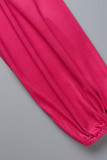 Розово-красные повседневные платья с круглым вырезом и принтом в стиле пэчворк с постепенным изменением