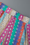 Pantaloni larghi a vita alta a vita alta con stampa patchwork a colori casual