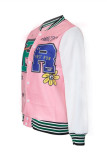 Cardigan rosa casual patchwork con lettere Plus Size soprabito