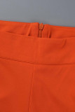 naranja moda casual sólido patchwork fuera del hombro media manga dos piezas