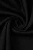 Zwarte sexy casual print backless vierkante kraag plus size jumpsuits