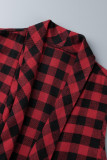 Prendas de abrigo con cuello vuelto asimétrico con estampado de letras informales de moda roja