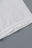T-shirts blancs à col rond et à imprimé décontracté