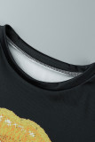 Черная мода Повседневная постепенная смена губ с принтом в стиле пэчворк с круглым вырезом и коротким рукавом из двух частей
