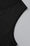 ブルゴーニュのセクシーなカジュアルな固体包帯Oネックベストドレス