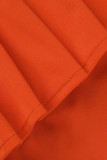 Оранжевый модный повседневный однотонный пэчворк с открытыми плечами и половиной рукава из двух частей