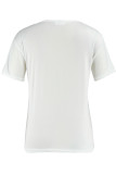 Белые модные повседневные базовые футболки с круглым вырезом с принтом