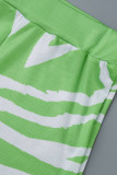 Verde sexy estampado vendaje patchwork sin espalda halter sin mangas dos piezas