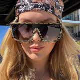 Black Casual Daily Patchwork Chains Sunglasses