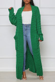Green Casual Solid Patchwork Outerwear