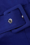 Blå Casual Solid Patchwork V Neck Plus Size Jumpsuits