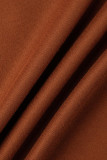Combinaisons décontractées solides patchwork col en V grande taille orange