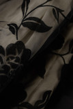 Zwarte mode elegante print bandage patchwork O-hals A-lijn jurken