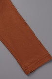 Macacão roxo casual patchwork sólido com decote em V plus size