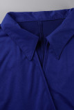 Blå Casual Solid Patchwork V Neck Plus Size Jumpsuits